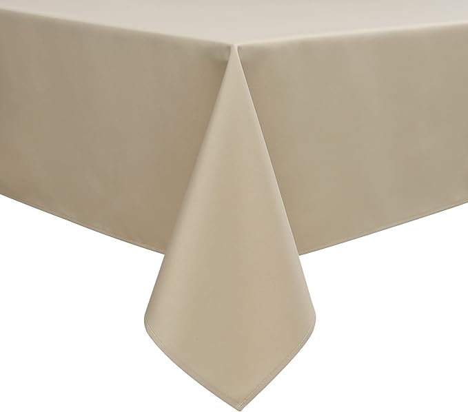 Wewoch Khaki Rectangle Tablecloth Water Resistant Washable Polyester Table Cloth for Dining,Kitchen, Parties Weddings and Outdoor Use 60 Inch by 104 Inch