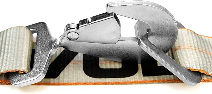 VULCAN Axle Tie Down Combo Strap with Snap Hook Ratchet - 2 Inch x 114 Inch - 4 Pack - Silver Series - 3,300 Pound Safe Working Load