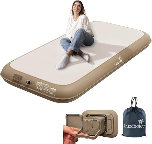 Camping Air Mattress Sleep Cloud Twin with Built in Pump No Air Leak 2 Mins Upgraded Inflatable Mattress Adjustable Firmness Blow up Mattress Ultra Support 1100LBS Portable Home Guests Camping Travel