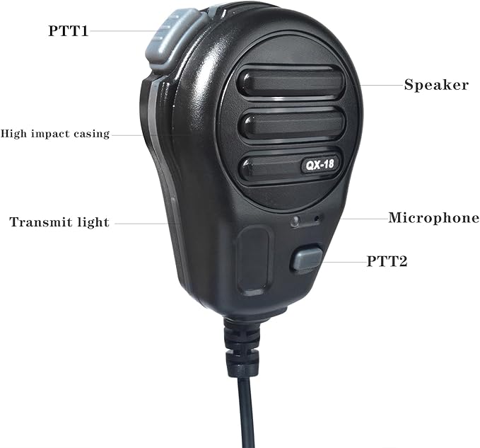 UAYESOK QX-18 Handheld Radio Magnetic Mic, 2 pin K-Type for Kenwood Baofeng Retevis, Walkie Talkie Speaker Mic for Vehicle Car Truck Fleet Off-Road Warehouse Construction (Black)