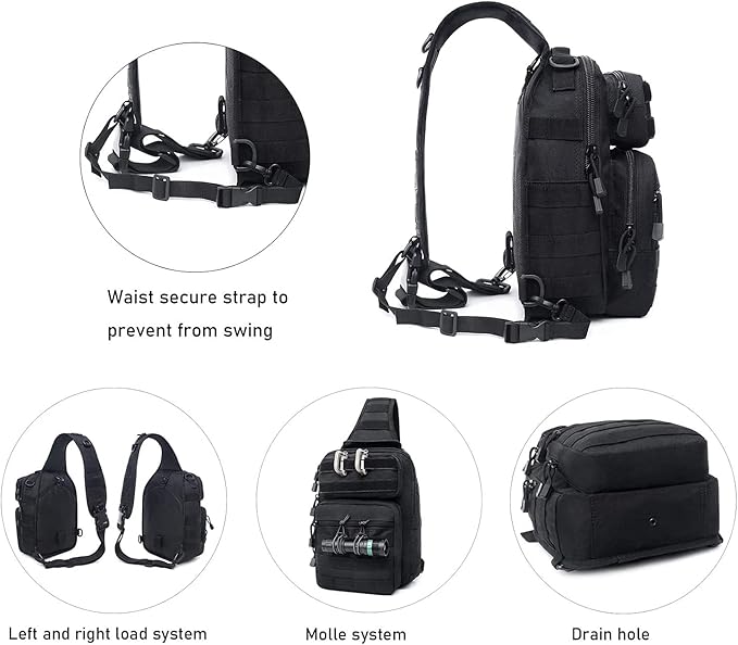 Tactical Sling Bag Pack Military Rover Shoulder Sling Backpack Molle Range Bags Chest Pack Day Pack Diaper Bag (Army Green)
