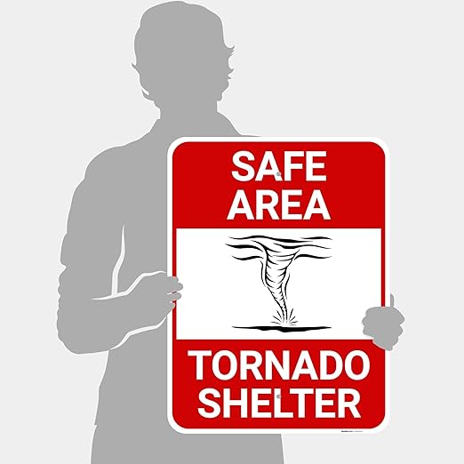 Safe Area Tornado Shelter Sign, 18x24 Inches, 55 mil Thick HDPS (high Density polystyrene), Made in USA by Sigo Signs