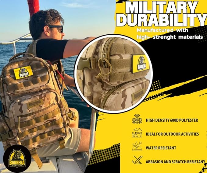 25 L Tactical Backpack: durable military-style backpack with MOLLE system for daily carry, travel, gym, hiking, hunting, camping, and outdoor sports. (MULTICAM CAMO)