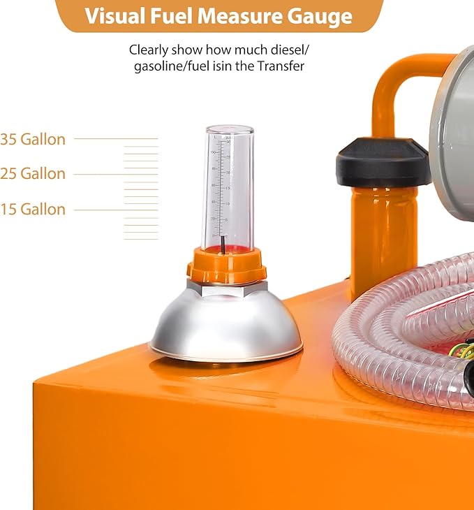 Upgraded 35 Gallon Fuel Caddy, Manual Hand Pump & Easy-Roll Wheels, Heavy-Duty UV-Resistant Steel Tank for Gas & Diesel, Portable Fuel Storage for Tractors, Mowers, Boats