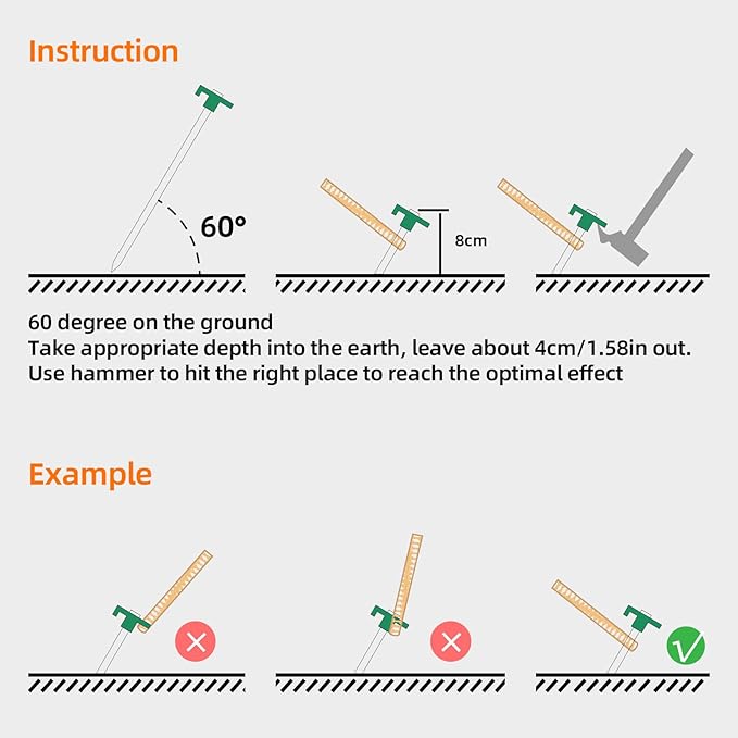 12PCS Tent Stakes, Camping Stakes,AVOFOREST 7.1inch Non-Rust Metal Tent Pegs Ground Stakes Tent Spikes Camping,Garden,Hiking Green