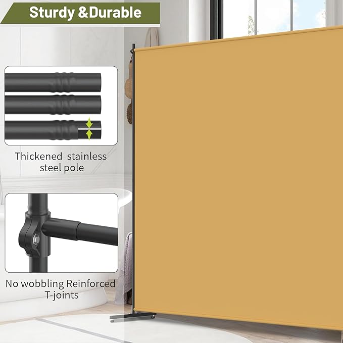 Room Divider, 72x72Inch Tall Single Panel Privacy Screen with Thickened Fabric,Portable Partition Wall for Room Separation,Freestanding Indoor Outdoor Room Separator,Khaki