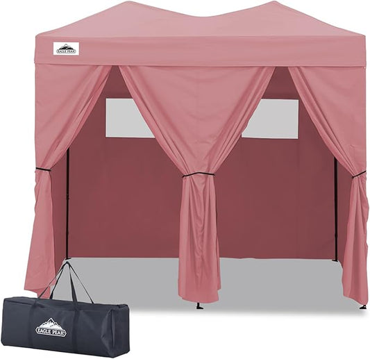 EAGLE PEAK Outdoor Changing Room 8x4, 2 Room Pop Up Portable Changing Room, Sun Shelter, Pop Up Changing Tent for Beach or Pool,Portable Dressing Room for Photoshoots (Pink)