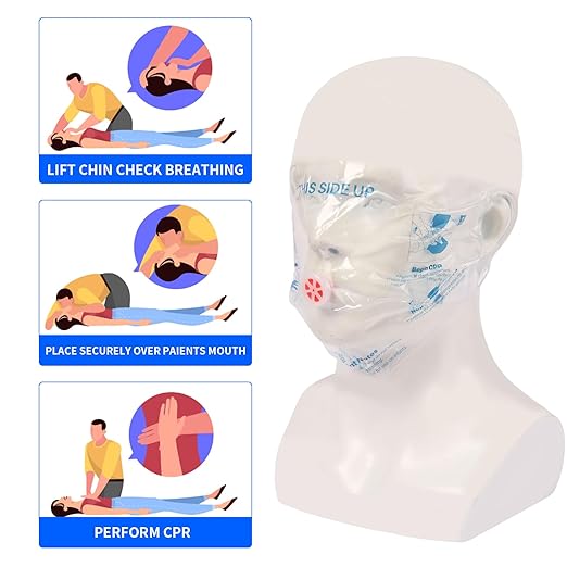 CPR Face Shield with Keyring (6 Pack), CPR Pocket Mask for Emergency Kit, First-Aid and Training with One-Way Valve by Frontline (Red)