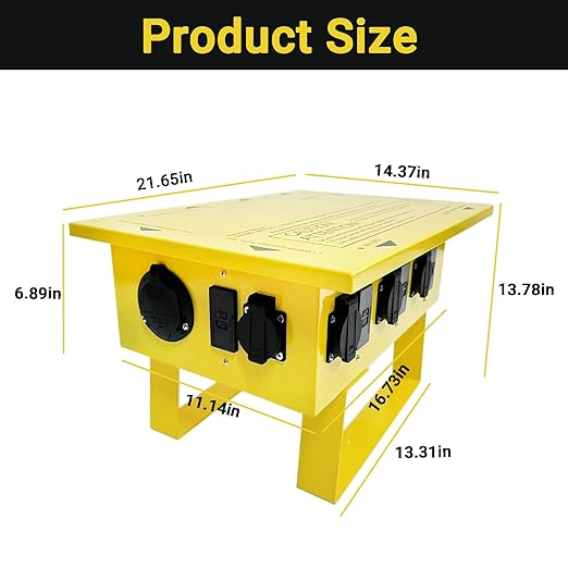 Power Distribution Box,50-Amp,125/250V,Temporary Power Box,Ideal for Temporary Power Needs