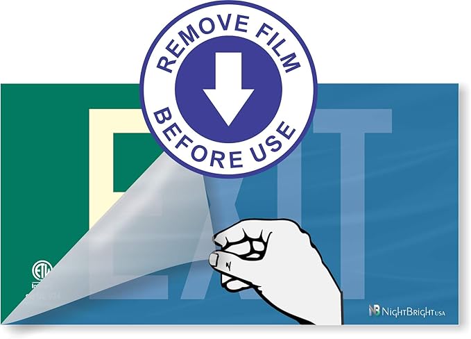 Photoluminescent Exit Sign Green W/Holes and Hardware - Code Approved Aluminum UL 924 / IBC / NFPA 101 (Directional Arrows Included)
