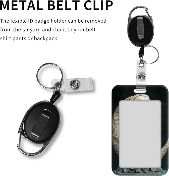 ID Badge Holder with Retractable Lanyard for Women & Men,Vertical ID Card Holder Wallet,Clear Window&Card Slot,Detachable Neck Strap for Nurse Teacher Office,Owl Moon Rose