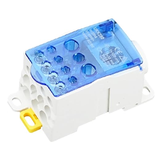 DIN Rail Distribution Box,690V 250A Positions Screw Terminal Block Junction Box Breaker Box Circuit Breaker Distribution Box for Various Power Distribution Needs (Blue, 250A)