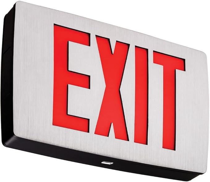 Lithonia Lighting LQC 1 R EL N LED Exit Sign Emergency with Red Letters,3 watts, Black