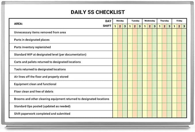 Daily 5S Checklist Whiteboard 36" x 24"