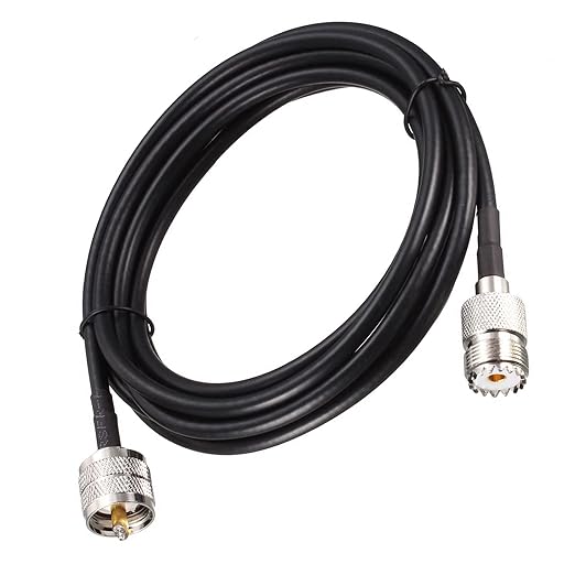 RG58 Coaxial Cables UHF (PL259) Male to UHF (SO239) Female, [for Antenna Radio Transceiver] - 16Feet / 50 Ohm/Black/ 1Pcs