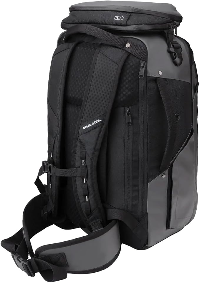 Käydä 44L Travel Backpack - Spacious Carry On Backpack with Detachable Travel Pouch, Magnetic Water Bottle Pocket, Passport and Laptop Pocket - Convertible Boot Bag for Snow Sports (Grey/Black)