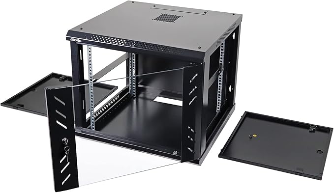 9U Professional Wall Mount Network Server Cabinet Enclosure 19-Inch Server Network Rack Low-Profile Black