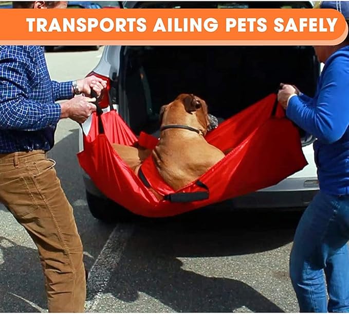 Transport Stretcher for Dogs, Pet Folding Stretcher Emergency Animal Carrier with Safety Strap Max 242 Pound Weight Animal Stretcher for Dogs (Red)