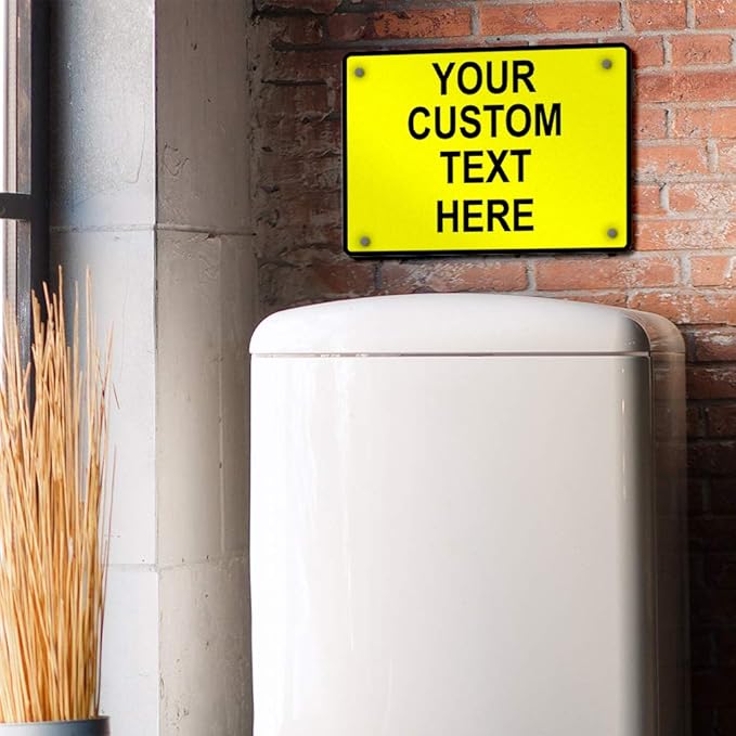 Aluminum Weatherproof Metal Sign Multiple Sizes Custom Personalized Text Here Yellow Black Caution Horizontal Street Signs 14x10Inches