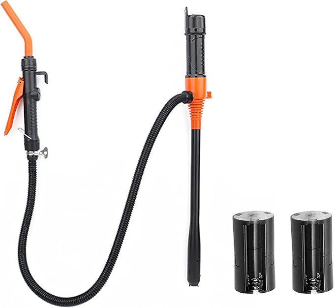 Portable Fuel Transfer Pump, Battery Powered Siphon Pump for Gasoline, Fuel, Gas, Diesel, Water Transfer, 2.4 GPM Flow Oil Extractor with Powerful Suction Ergonomic Nozzle 46.3 Inches Hose
