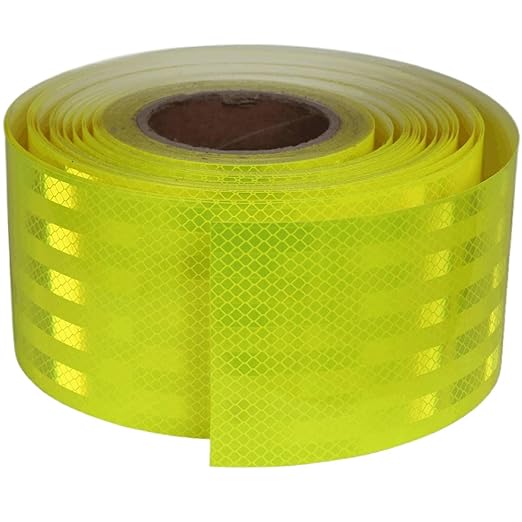 Non Fading Reflective Tape Fluorescent Yellow Outdoor Waterproof 4 inch, High Visibility Warning Industrial Marking Tape (66 feet)
