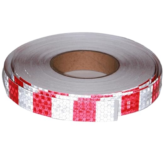 Red White Reflective Tape 1 inch Wide for Trailer, Outdoor Waterproof High Visibility Safety Warning Adhesive Strips (166 feet)