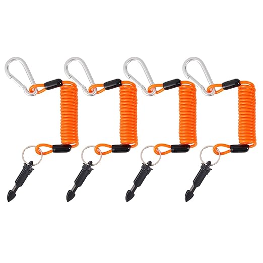 4pcs 183cm/6ft Trailer Breakaway Cable, High Rebound Emergency Brake Cable with Spring Coiled Wire for RV Trailer Towing Emergency Breakaway Switch, RV Camper Accessories (Orange)
