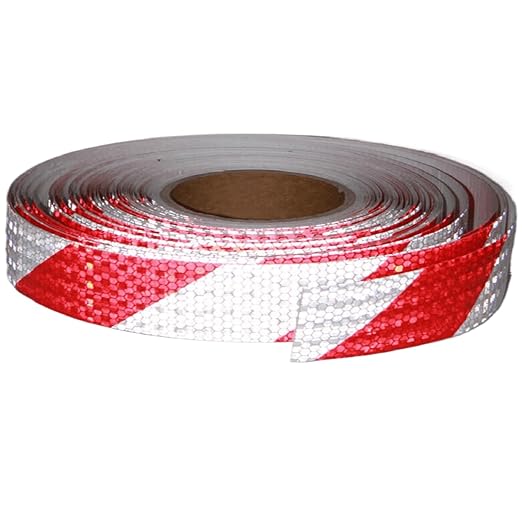 Red and White Reflective Tape Outdoor Waterproof 1 inch X 166 feet, High Visibility Hazard Safety Industrial Marking Tape