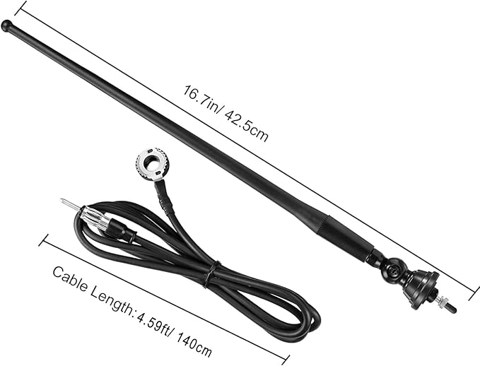Marine Boat Radio Antenna Waterproof 16 Inch, Rubber Duck Dipole Flexible Mast FM AM Antenna for Boat Radio Car ATV UTV RZR SPA