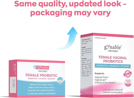 Gynable Vaginal Probiotics for Women,Female Probiotic for pH Balance with Lactobacillus 5 Billion CFU Probiotics Blend,Selenium-Vitamin D3,Promote Healthy Vaginal Odor & Vaginal Flora,60 Count