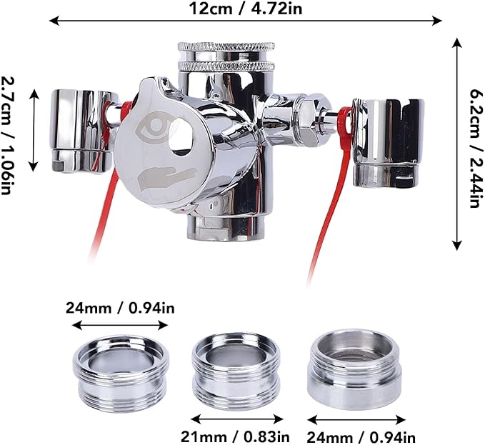 Faucet Mounted Eyewash Station, Brass Eye Washer with Cover & 3 Adapters for Lab Factory Home Emergency, Anti Corrosive