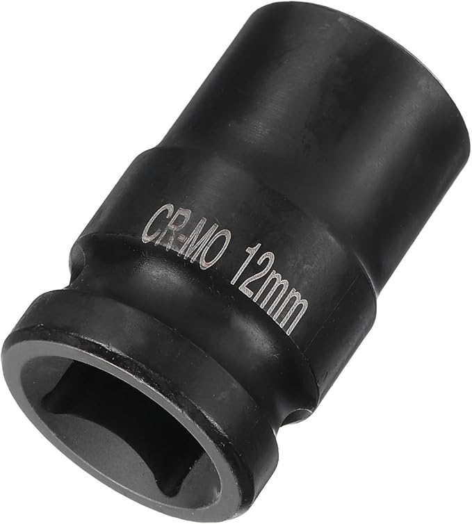 HARFINGTON 4 Point Square Socket 1/2" Drive 12mm Metric Square Impact Socket CR-MO Blackening Standard Wheel Sockets Pneumatic Socket Tool for Auto Repair Mechanical Maintenance Home Use