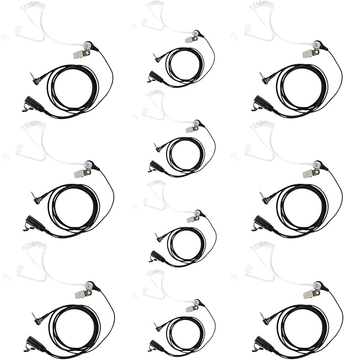 1 Pin 2.5mm Walkie Talkie Earpiece Headset with Mic PTT Compatible with Motorola Talkabout T200 MH230R MR350R T260 T460 T600 Two Way Radio Accessories 10 Pack