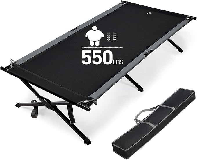 EVER ADVANCED Extra Wide Camping Cot for Adults Oversized XXL Sleeping Cots Folding Cot Bed with Carry Bag, 84.3" L x 41.9" W, Support to 550 lbs