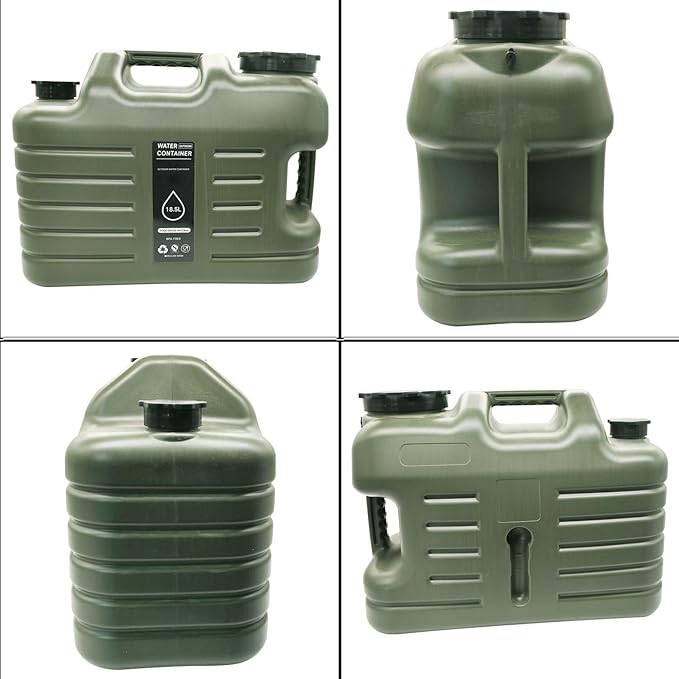 5 Gallon Water Jug Camping Water Container Large Military Green Water Tank,BPA Free Portable No Leakage Water Storage with Spigot Emergency Overlanding Gear for Outdoors Camping Hiking