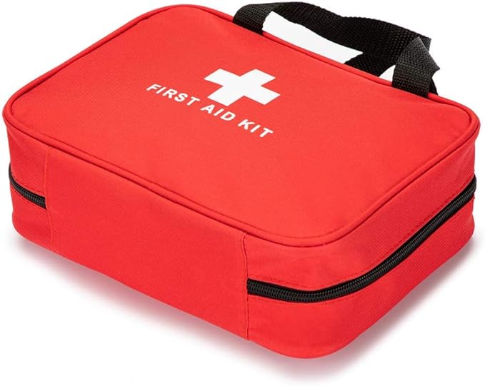 Red First Aid Bag Empty Travel Rescue Pouch First Responder Storage Medicine Emergency Bag for Car Home Office Kitchen Sport Outdoors (Red with Zippered Mesh Bags)