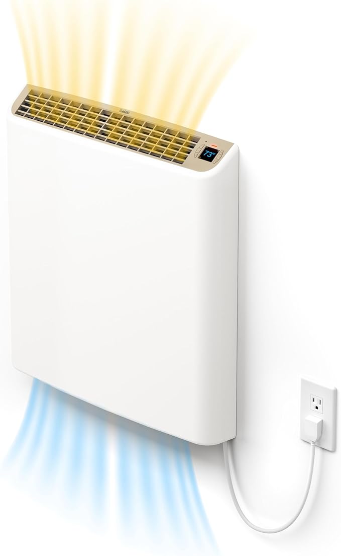 Smart EnviMAX 1000W Wi-fi Plug-in Electric Wall Heater - Energy Efficient Smart Heaters for Large Rooms - App Controlled Electric Heater with Thermal Shut Off Switch - Works with Alexa & Google Home