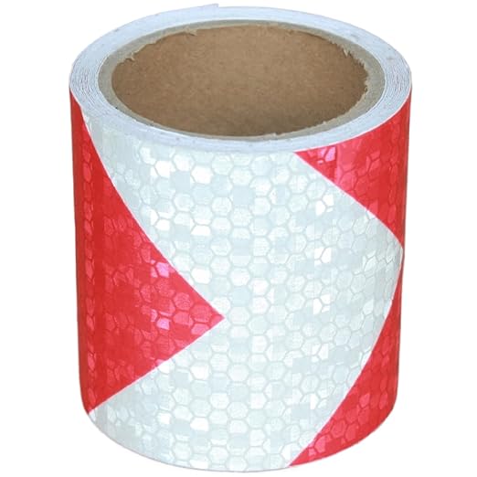 Red and White Reflective Tape Outdoor Waterproof 3 inch, High Visibility Hazard Conspicuity Safety Marking Tape (11 feet)