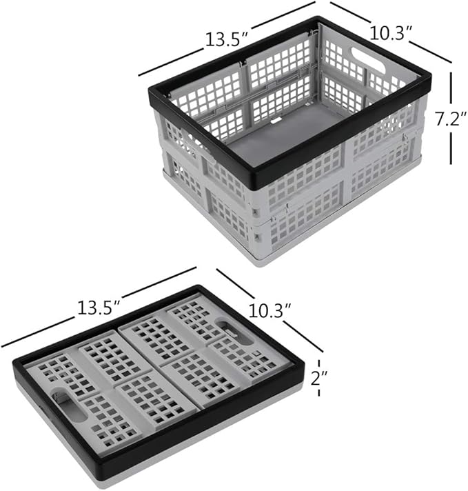 Jekiyo 16-Liter Folding Crates Storage, Collapsible Container Plastic, Set of 3