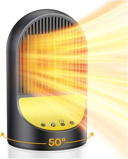 Space Heater, 1500W Portable Electric Heaters for Indoor Use,50°Oscillation, 8H Timer, 3 Modes, Quiet Safe Room PTC Ceramic Heater for Office Room Desk