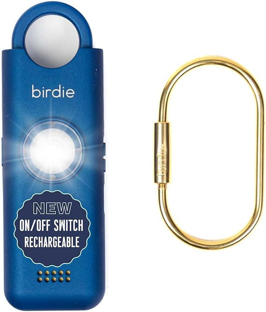 She’s Birdie 3.0 New Version – The Original Personal Safety Alarm for Women by Women–Loud Siren, Flash Light and Rechargeable Battery in a Variety of Colors (Metallic Indigo Blue)