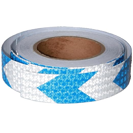 Reflective Tape Blue White 1 Inch x 68 Feet, Warning Conspicuity Reflector, Night Safety Sticker for Car Trailer