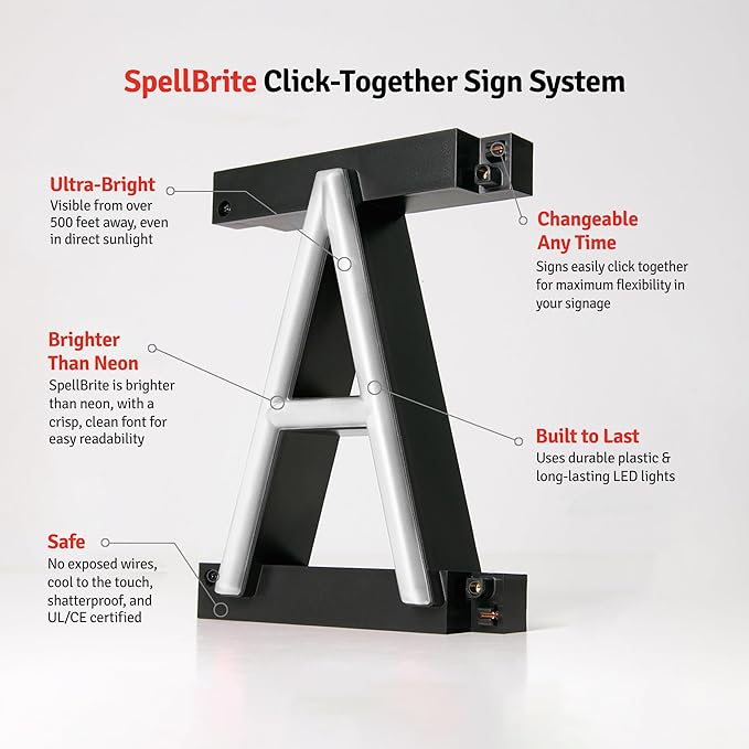 SpellBrite ELEVATOR Sign | Directional Sign with Neon Look, White LED Light Source | 31.1" x 6.3"