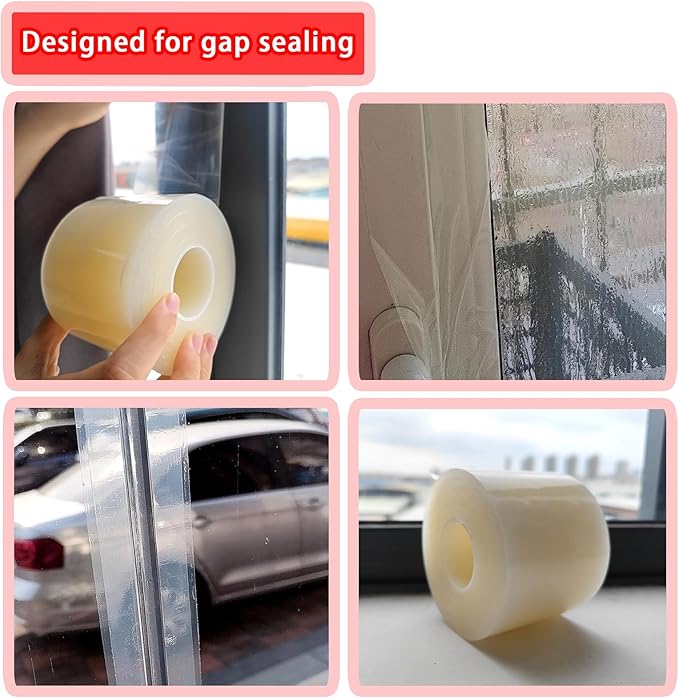 Birllaid Transparent Window Weather Sealing Tape, 2 Inch x 55 Yards (165 FT), Window AC Insulation Air Conditioner Sealing Tape, No Residue, Clear