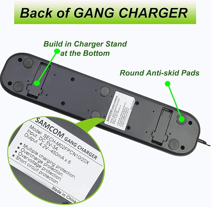SAMCOM FPCN10A 6 Way Multi Unit Charger Battery Gang Charger for FPCN10A Two Way Radios Walkie Talkies, Six Way Charging Base Bulk Bank with Power Adapter (Radios Not Included)