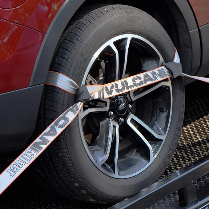 VULCAN 8-Point Roll Back Vehicle Tie Down Kit with Chain Tails on Both Ends - Set of 4 - Silver Series