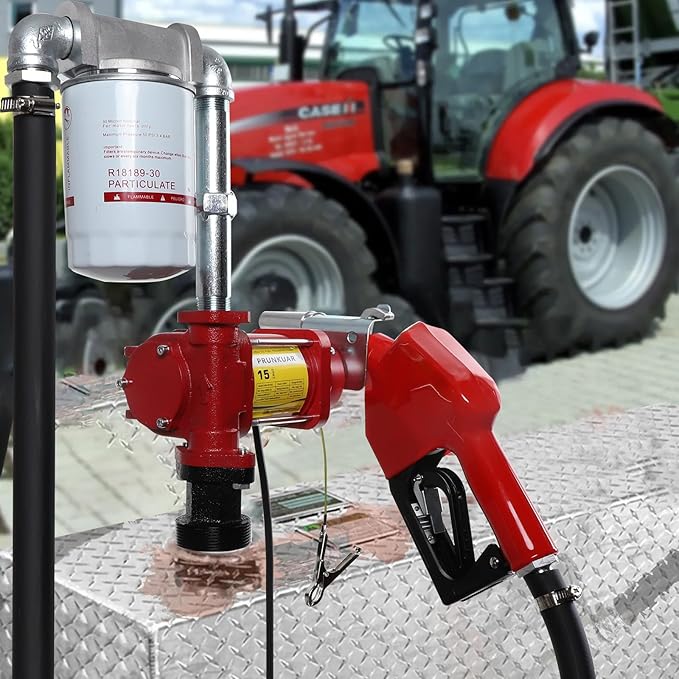 15GPM 12V Fuel Transfer Pump with Auto Nozzle, Particulate Filter for Gasoline Diesel Kerosene Biodiesel