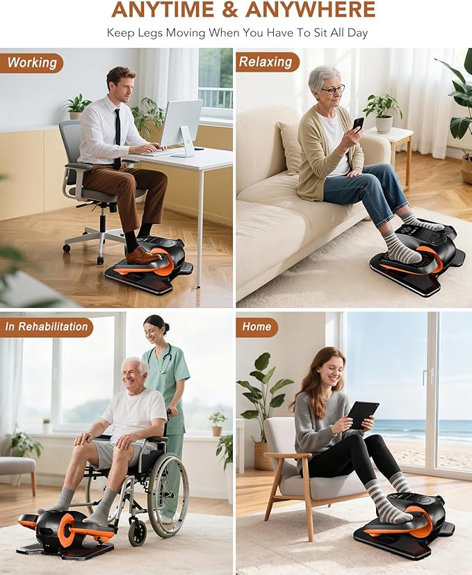 Under Desk Elliptical Machine, Leg Exerciser Electric as Seen on TV for Seniors, 24 Modes Romote Control Home Workout Exercise Equipment
