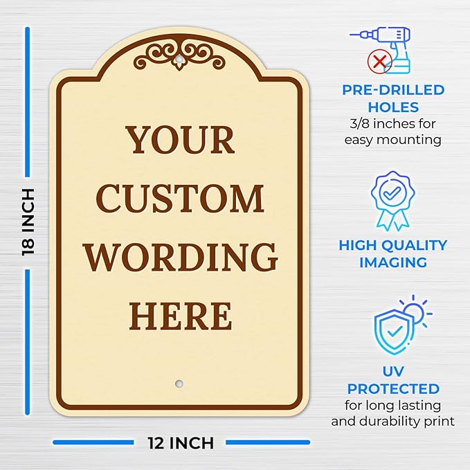 Custom Indoor/Outdoor Decorative Sign,Custom Personalized Brown Sign, 12x18 Inches, ACM, Fade Resistant, Made in USA