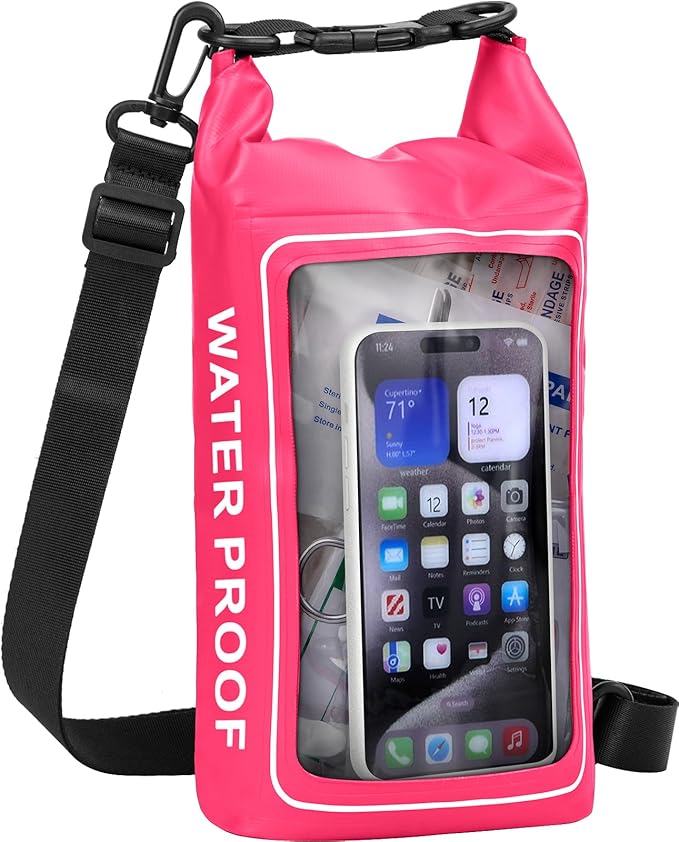 154 Pieces Waterproof Boat First Aid Kit Dry Bag with Cell Phone Bug Out Bags Pouch Roll Top Boat Emergency Kit 2-in-1 for Camping Fishing Kayaking Swimming Rafting